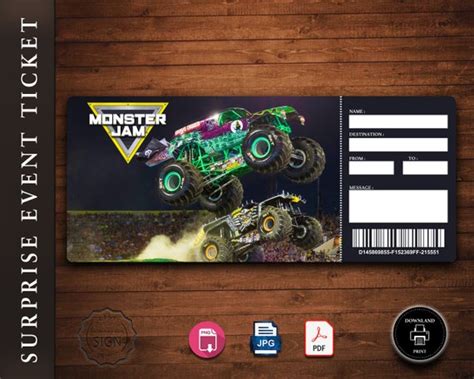 Monster Jam Tickets Editable Monster Jam Tickets Fake - Etsy