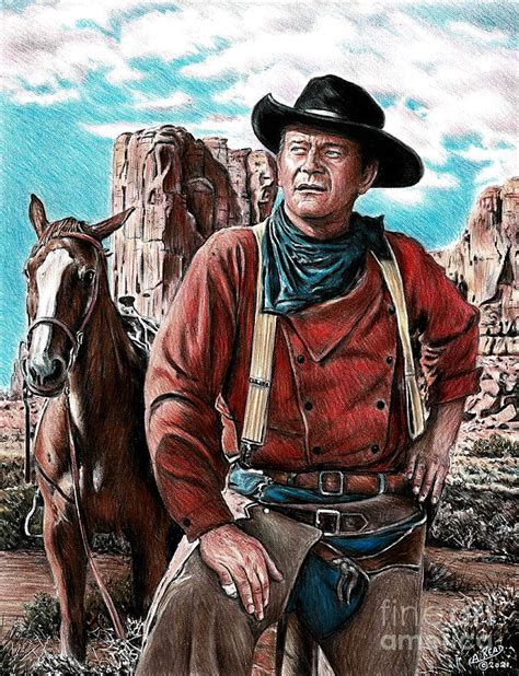 John Wayne The Searchers Drawing by Andrew Read