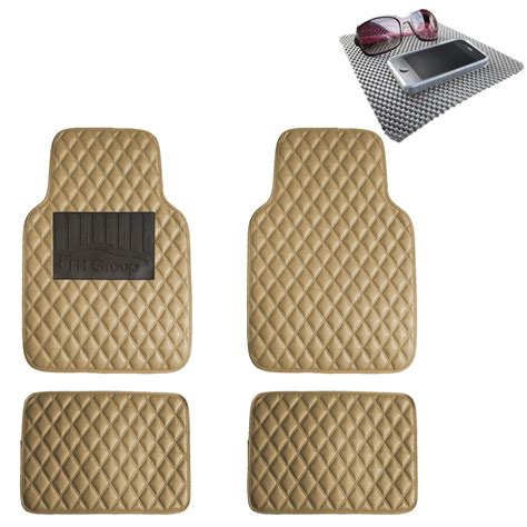 FH Group Diamond Pattern Floor Mats Leather For Car SUV Van Beige w ...