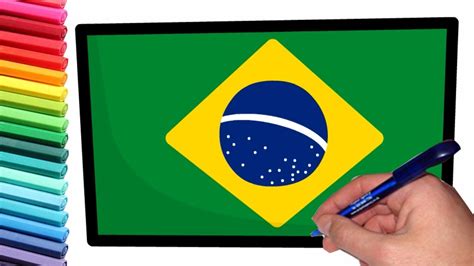 How to Draw Brazil Flag || Brazilian National Flag - YouTube