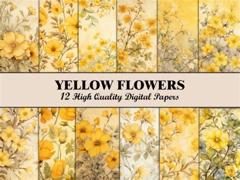 Yellow Floral Scrapbook Paper Graphic by Wildflower Publishing ...