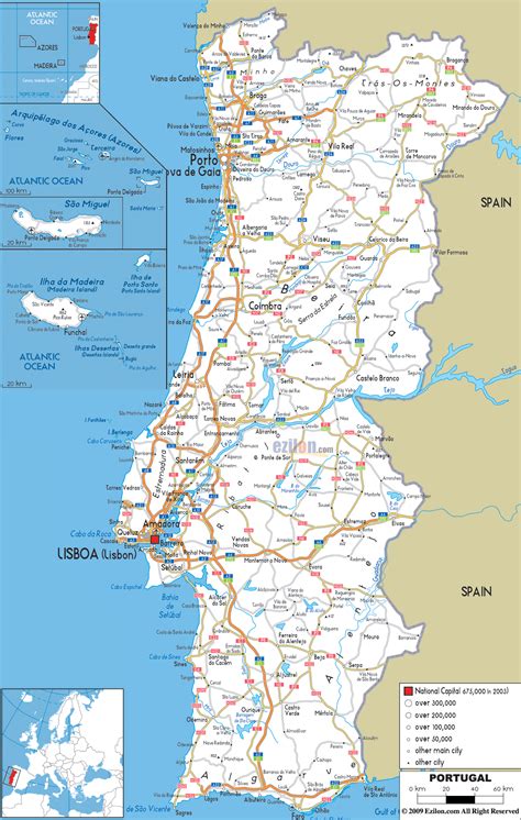 Detailed Clear Large Road Map of Portugal - Ezilon Maps