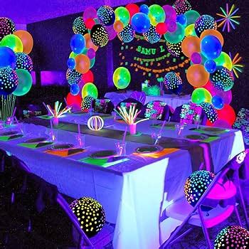 50 Pcs 12 Inch Neon Glow Balloons Glow in The Dark Balloons UV Polka ...