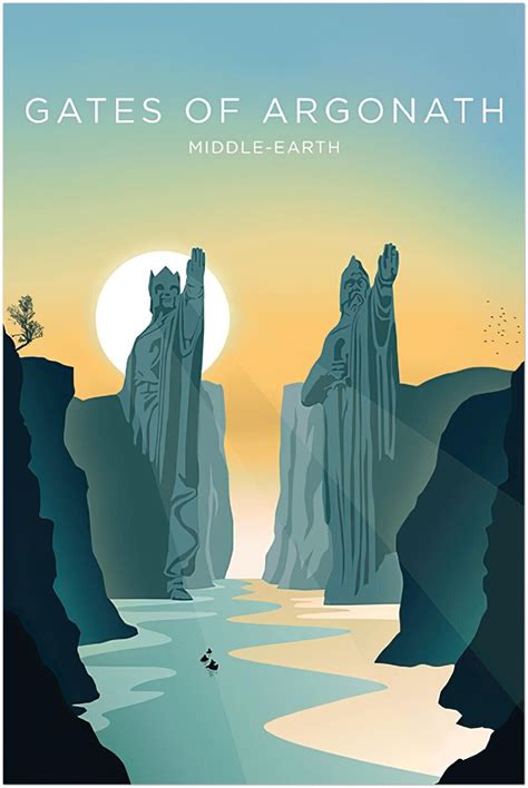 Lord of the Rings Poster- Gates of Argonath Travel Print, Wall Art ...