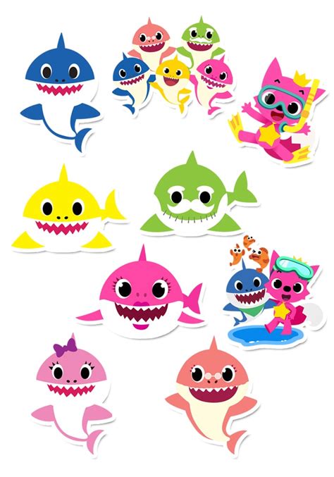 Pack of 24 Baby shark Theme Stickers Pack for decoration