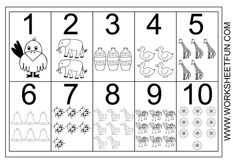 Picture Number Chart 1-10 | Coloriage chiffre, Feuilles de calcul pour ...