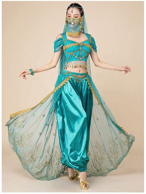 Disney Princess Jasmine Aladdin Girl's Fancy-Dress Costume With ...