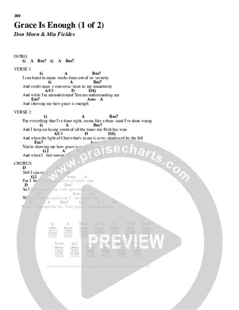 Grace Is Enough Chords PDF (Don Moen) - PraiseCharts