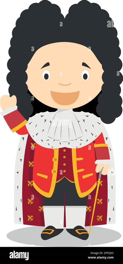 Louis XIV of France cartoon character. Vector Illustration. Kids ...