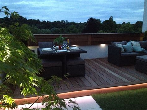 Flexi LED strip light set into underside of deck | Terrace garden ideas ...