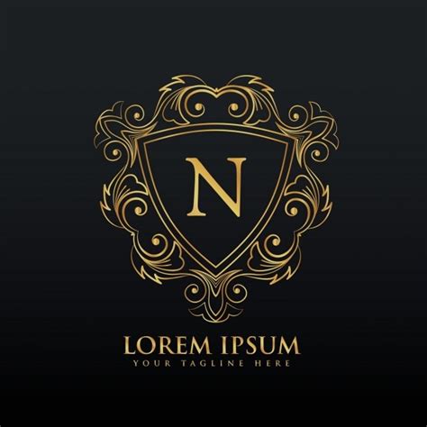 Free Vector | Golden ornamental logo with the letter n