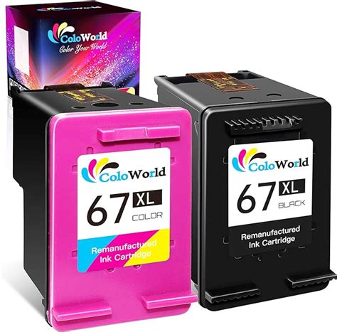 Amazon.com: ColoWorld for HP 67XL Ink Cartridges Black/Color Combo Pack ...