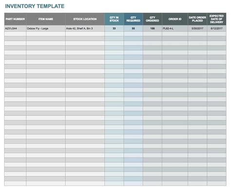 Google Sheet Inventory Template