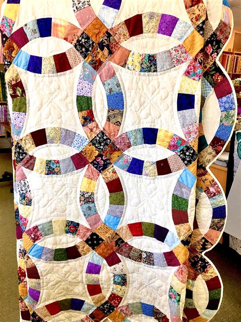 Amish made quilt double wedding ring hand quilted king size | Etsy