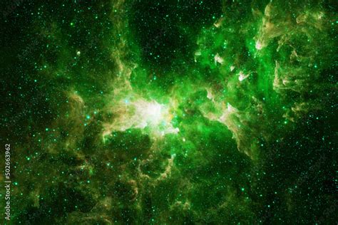 Bright green nebula. Elements of this image furnished by NASA Stock ...