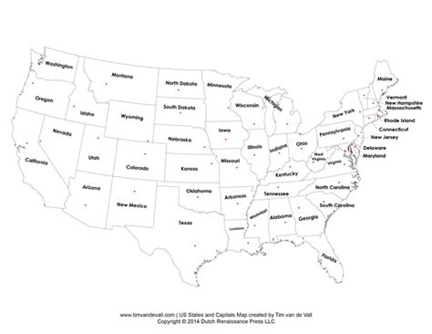 Blank-States-and-Capitals-Map-600 - Tim's Printables