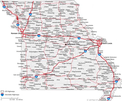 Map of Missouri Cities - Missouri Road Map