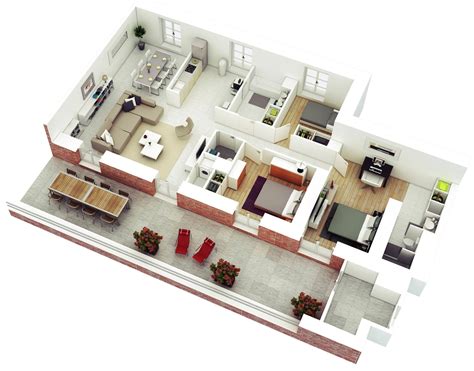 25 More 3 Bedroom 3D Floor Plans