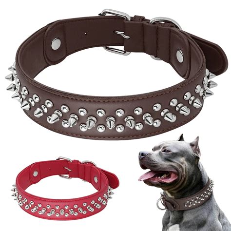 Dog Collar For Big Dogs Leather Dog Collar Cool Spikes Studded Pet ...