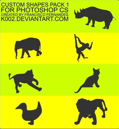 Free Photoshop Shapes - Animals! | The Artviser - Adobe Photoshop Resources