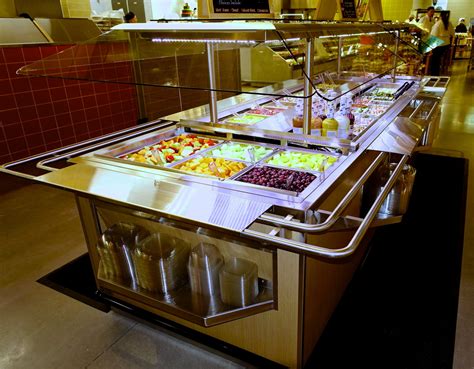 Narrow Island Salad Bar - Refrigerated End Pan Rails & Tubular Tray Slide