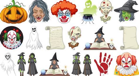 Halloween set with scary monsters 7207486 Vector Art at Vecteezy