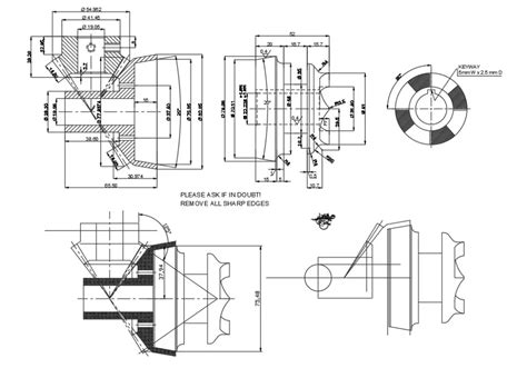 AutoCAD 2d DWG file of the Bevel Gear 36T and Bevel Pinion gear 24T P12 ...