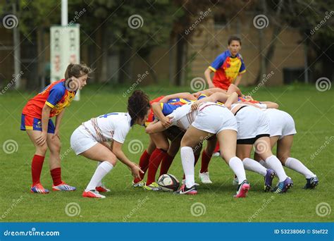 Rugby Scrum During A Training Of The Partizan Rugby Team With White ...