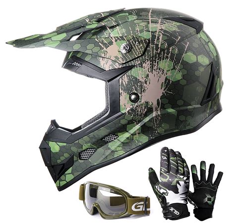 GLX Youth Kids Off Road Motocross ATV Dirt Bike Helmet Camouflage Green ...