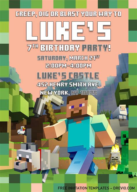 Minecraft – A | Download Hundreds FREE PRINTABLE Birthday Invitation ...