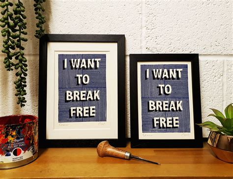 I Want to Break Free Patterned Lino Print - Etsy