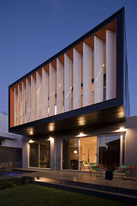 House Facades: Brick modern house exterior with balcony \u0026 fountain ...