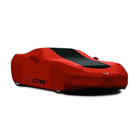 Corvette Car Cover - Z06 & Flags Logo - Outdoor - Red w/Black Stripe ...