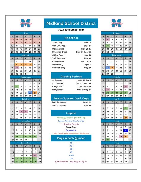 Midland Public School District Calendar 2024-2025