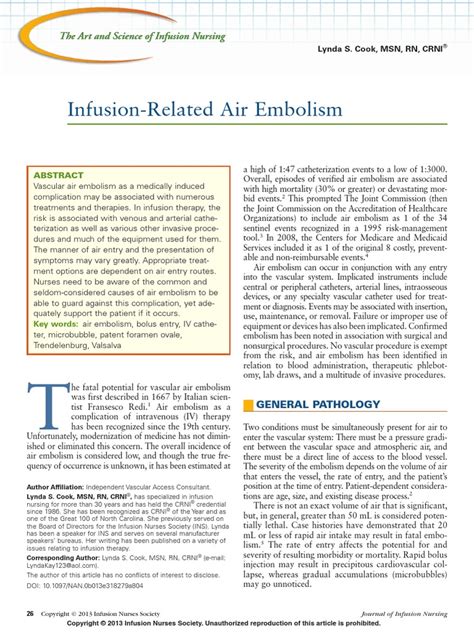 Air Embolism Related Infusion | Intravenous Therapy | Atrium (Heart)