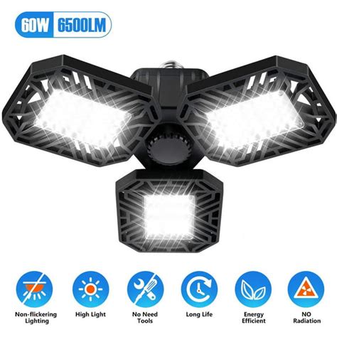 60W 6000 Lumens Three Leaf Garage Light Super Bright Led Garage Lights ...