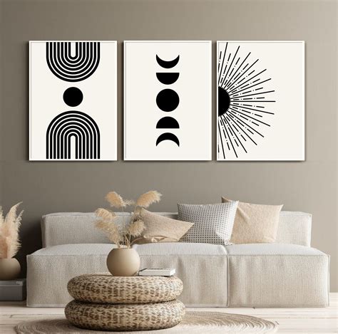 Art & Collectibles Midcentury Modern Geometric Wall Art Neutral Beige ...