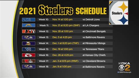 Pittsburgh Steelers Schedule Printable