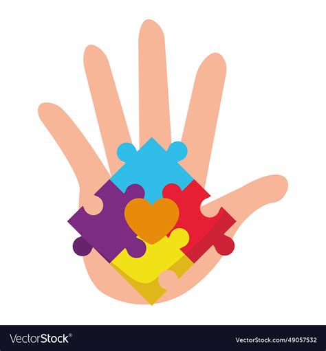 Autism day awareness hand Royalty Free Vector Image