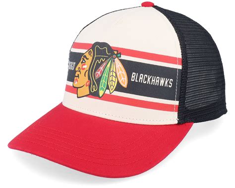 Chicago Blackhawks Sinclair Black/Ivory/Red Trucker - American Needle ...