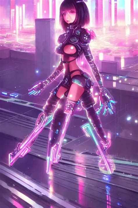 anime key visua futuristic cyber warrior girl, on | Stable Diffusion ...