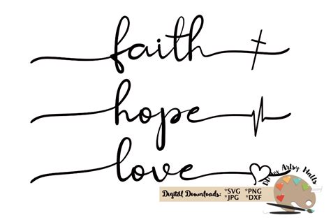 faith hope love svg Christian faith silhouette cricut file