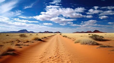 Premium AI Image | A red sand road in the desert with the sky in the ...