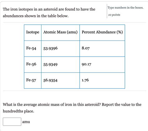 Solved Type numbers in the boxes. The iron isotopes in an | Chegg.com