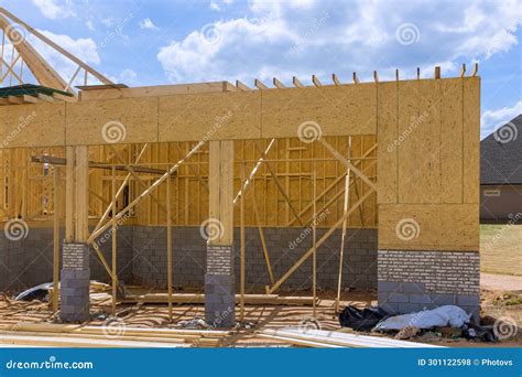 Building Wooden Framework for New House Under Construction Stock Photo ...