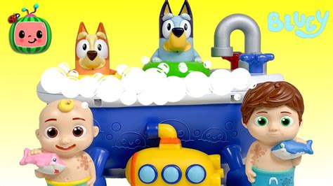 💙 Bluey & Bingo Cocomelon Musical Bathtime Playset Fun | Disney Jr ...