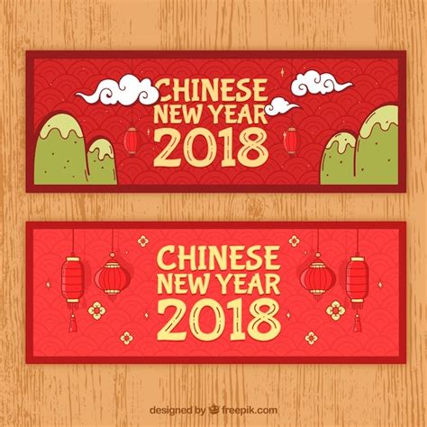 Free Vector | Hand drawn chinese new year banners