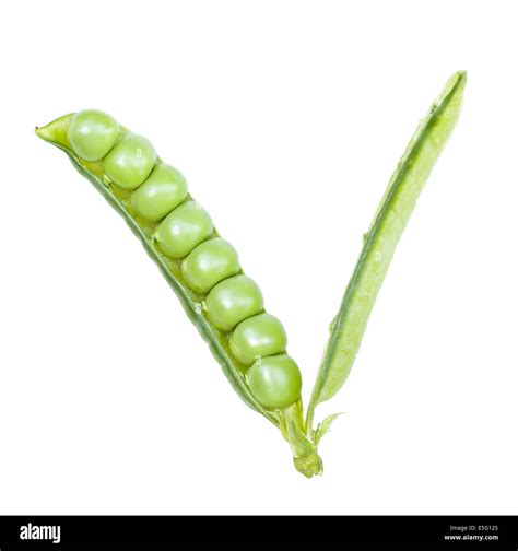 Green peas in the pod isolated to white background Stock Photo - Alamy