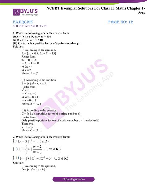 NCERT Exemplar Solutions for Class 11 Maths Chapter 1 - Sets - Avail ...