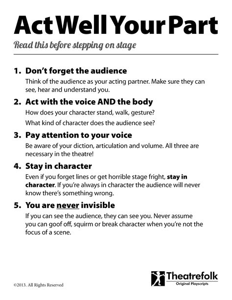 Acting Tips Poster. Click to download a printable version. | Printables ...